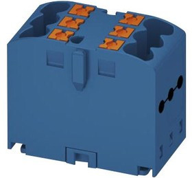 Distribution block, push-in connection, 0.14-4.0 mm², 6 pole, 24 A, 6 kV, blue, 3273266