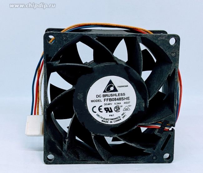 Вентилятор Delta Electronics FFB0848SHE 80x38мм 48V 7.68W 0.24А OEM