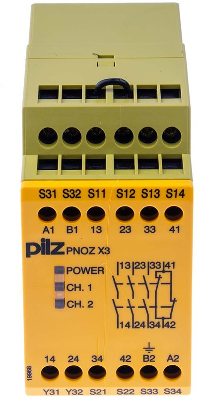 774315, Dual-Channel Safety Switch/Interlock Safety Relay, 24 V dc, 115V ac, 3 Safety Contacts