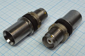 Разъем высокочастотный СРГ50-187ФВ переходник герметичный вилка-розетка, монтаж на блок, М18-врубное соединение, СРГ50-187ФВ