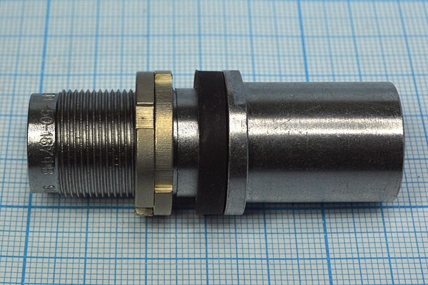 Разъем высокочастотный СРГ50-187ФВ переходник герметичный вилка-розетка, монтаж на блок, М18-врубное соединение, СРГ50-187ФВ