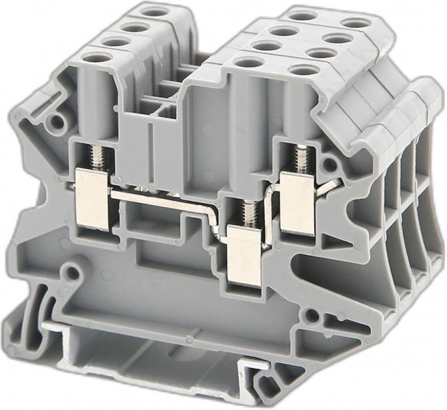 Клемма проходная винтовой зажим 3 точки подключения 2.5 кв.мм сер.(уп.40шт) DKC TUR-2.5-TWIN