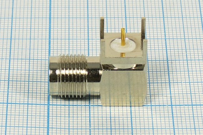 Разъем TNC розетка, 1P4C, h19.1mP11x11дл23.7, на плату, угловой, металл