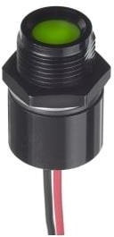 QRM145BXXHG12E, LED Panel Mount Indicators 12VDC BRGHT GRN LED 14mm Blk, Wire Pottd