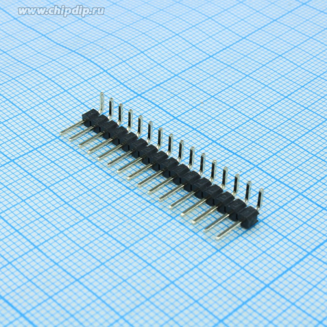 PLS-16R (DS-1022-1x16), Вилка штыревая 2.54мм 1х16pin угловая (тип D1)