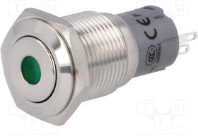 V16-11D-24G-S, Переключатель: антивандальный, Пол: 2, SPDT, 0,5A/220ВAC, 1A/24ВDC