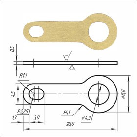 Лепесток латунный PSV 1-4,3-20-00 Лепесток латунный PSV 1-4,3-20-00