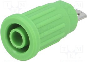 SEPB7089NI-GN, Гнездо, "банан" 4мм, 24А, 1кВ, зеленый, на панель, на корпус, 33мм