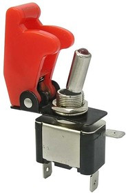 SAC-01 RED ASW-07D R-LED, Тумблер двухпозиционный однополюсный ASW-07D с красным предохранительным колпачом SAC-01, 61.7х16х28 мм. ON-OFF,