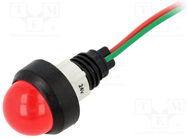 LR-D20-24AC/DC, Индикат.лампа: LED, выпуклый, 24ВDC, 24ВAC, Отв: d13мм, IP40