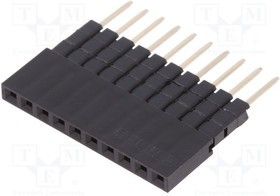 DS1023-05-1X10B816, Гнездо, штыревой, "мама", PIN 10, прямой, 2,54мм, THT, 1x10, дл.16мм DS1023-05-1X10B816, Гнездо, штыревой, "мама", PIN 10, прямой, 2,54мм, THT, 1x10, дл.16мм