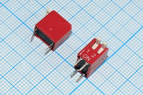 Переключатель DIP-02, шаг 2.54мм, ON-OFF, угловой; №803 ПDIP-02\ 4P2,54\ON-OFF\угл\DP-02\