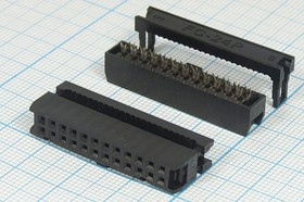 Разъем (IDC) IDC-24F розетка, шаг P2.54x2.54, контакты 24HP, на шлейф, IDC-24F
