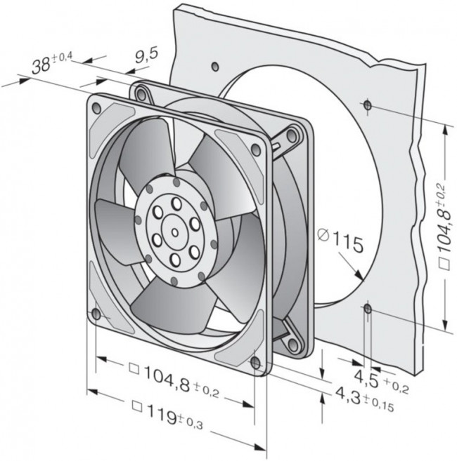 4606ZH, 4000 Z Series Axial Fan, 115 V ac, AC Operation, 180m³/h, 18W, 119 x 119 x 38mm