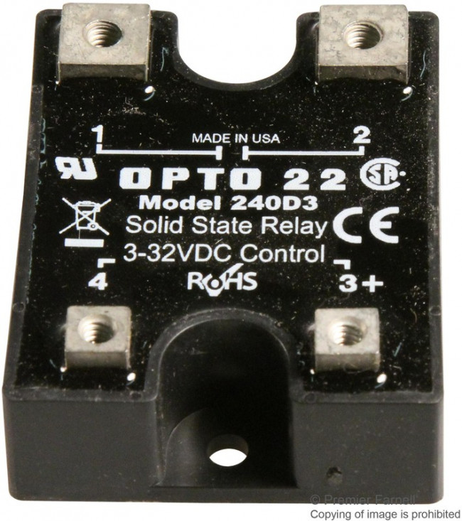 240D3, Твердотельное реле, 3 А, 280 В AC, Панель, Винт, Переход Через Нуль 240D3, Твердотельное реле, 3 А, 280 В AC, Панель, Винт, Переход Через Нуль