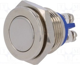 V16-10PF-N, Переключатель антивандальный, 1, SPST-NO, 2A/36ВDC, IP65, 16мм