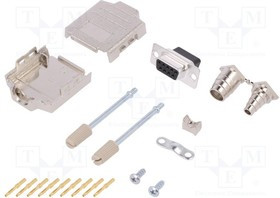 DPPK09-M-DBCS-K, Разъем D-Sub; PIN: 9; вилка; "мама"; обжим; на провод; черный