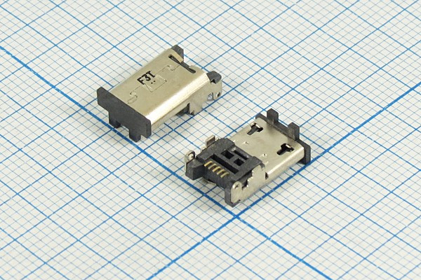 Разъем microUSB розетка, тип B, контакты 5C4HP, на плату, угловой, SMD, microUSBB5L2