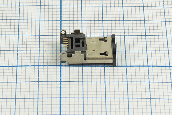 Разъем microUSB розетка, тип B, контакты 5C4HP, на плату, угловой, SMD, microUSBB5L2