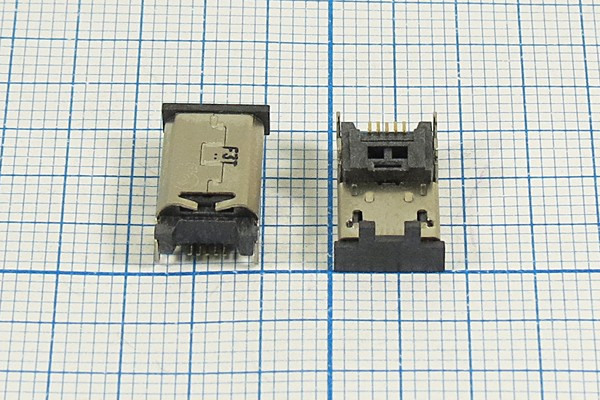 Разъем microUSB розетка, тип B, контакты 5C4HP, на плату, угловой, SMD, microUSBB5L2