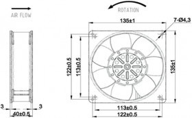 Вентилятор Krubo K-AC13538-A220-27 220V 25W 0.18A 135x35