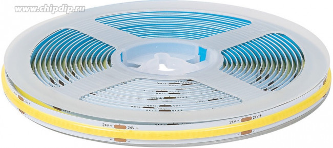 Светодиодная лента COB MAKSILED ML-R480-COB-WW-S 24В, 480д/м, 10Вт/м, IP20, 900лм/м, 3000K, теплый белый, 1м