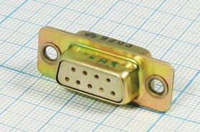 Разъем Прямоугольный соединитель розетка,контакты 9HP, на блок,РП15-9Г
