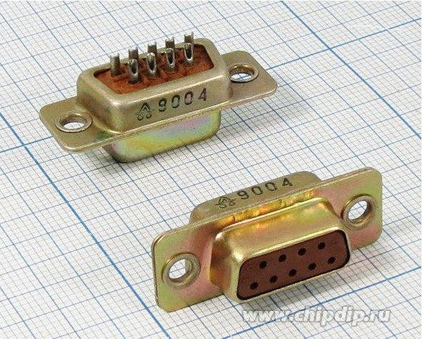 Разъем Прямоугольный соединитель розетка,контакты 9HP, на блок,РП15-9Г
