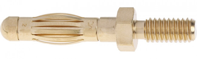 22.1053, Gold Male Banana Plug, 4 mm Connector, Screw Termination, 50A, Gold Plating