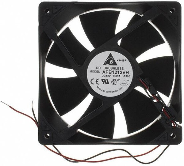 AFB1212VH-T500, DC Fans Tubeaxial Fan, 120x25mm, 12VDC, 103.75CFM, 4.8W, 44.5dBA, Ball, Leads, IP55