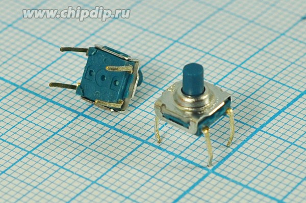 Переключатель тактовый 7,4x 7,4x 7,0, NO, синий, 4P, пылевлагозащита; №2849 ПКнТакт 7,4x 7,4x 7,0\h \\NO\син\4P\\пылевлагозащ