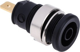 972355100, Black Female Banana Socket, 4 mm Connector, Tab Termination, 25A, 1000V ac/dc, Gold