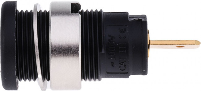 972355100, Black Female Banana Socket, 4 mm Connector, Tab Termination, 25A, 1000V ac/dc, Gold 972355100, Black Female Banana Socket, 4 mm Connector, Tab Termination, 25A, 1000V ac/dc, Gold