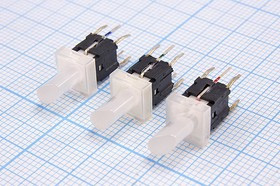 Переключатель тактовый, подсветка, красный, 7.4x7.4x17 мм, высота 11мм; №9797 R ПКнТакт 7,4x 7,4x17\h11\\NO\ IL2Вкр\6P\PB6145L-1\