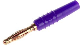 22.2618-26, Violet Male Banana Plug, 2mm Connector, Solder Termination, 10A, 30 V, 60V dc, Gold Plating