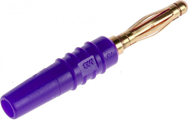 22.2618-26, Violet Male Banana Plug, 2mm Connector, Solder Termination, 10A, 30 V, 60V dc, Gold Plating