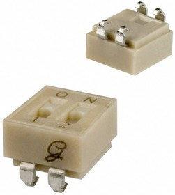 90HBJ02PT, DIP Switches / SIP Switches SPST low j-bend 2 pos Sealed