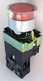 NP2-EW3465 230V LED, Кнопка без фиксации красная с подсветкой ON-(OFF)/OFF-(ON) пласт.
