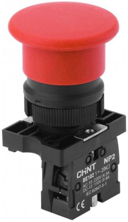 NP2-EC42, Кнопка "грибок" без фиксации красная ON-(OFF) пласт. NP2-EC42, Кнопка "грибок" без фиксации красная ON-(OFF) пласт.