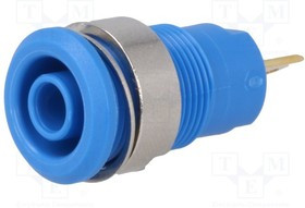 SLB4-F-23, Гнездо, "банан" 4мм, 24А, 1кВ, Отв: d12,2мм, синий, позолота