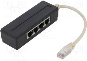 LOG-MP0032, Разветвитель, разветвитель, гнездо RJ45 x4, вилка RJ45