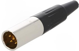 AG5M, XLR Connectors 5 Pole Mini XLR Chassis Mount Male Machined Contacts Nickel Finish