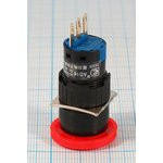 Выключатель кнопочный 220В, 3,0А, OFF-ON, d16, красный, 3C, SLD16Y-11ZS