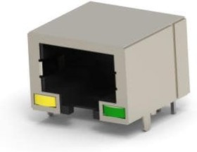 1734324-3, Modular Connectors / Ethernet Connectors RJ45 8P/8C Y/G LED shieled 30u"Au
