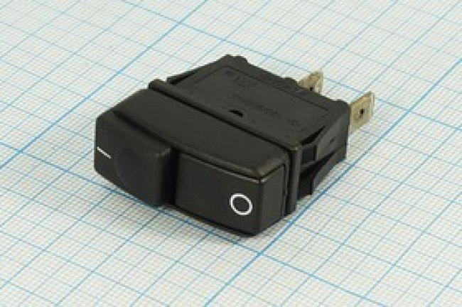 Переключатель кнопочный, 28x14, 220В, 10А, 1-ON-1-OFF, черный, контакты 2T, YL221-01