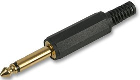 PS000123, Телефонный аудио разъем, 2 контакт(-ов), Штекер, 6.35 мм, Монтаж на Кабель