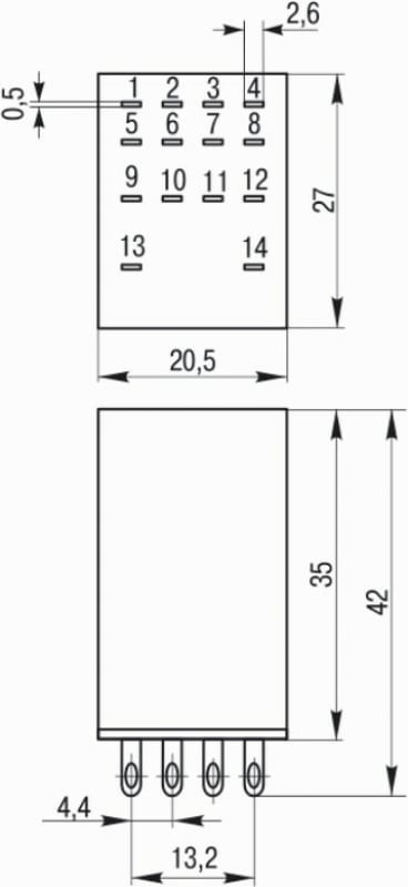 Реле РЭК78/4 MY4 с индикацией 3А 24В АC RRP20-4-03-024A-LED
