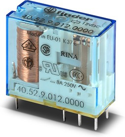 40.52.9.012.0000, Реле 2 переключ. 12VDC, 8A/250VAC DPDT