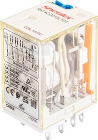 RKF4CO012LTD1, Реле 4пер. 12VDC, 6A/250VAC LED+тест. Кнопка+диод (A1+/A2-)