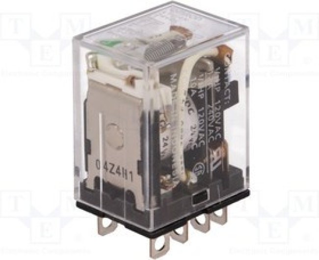 LY2-I4N-DC24, Реле электромагнитное, DPDT, Uобмотки 24ВDC, 10A/110ВAC, 10А
